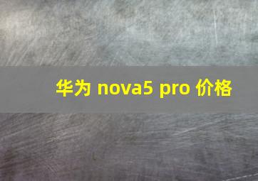 华为 nova5 pro 价格